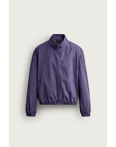 자라 워시드 크롭 하이넥 집업 자켓 3715/812/654 DARK PURPLE