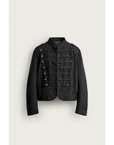 자라 크롭 밴드칼라 워시드 자켓 3715/811/800 BLACK