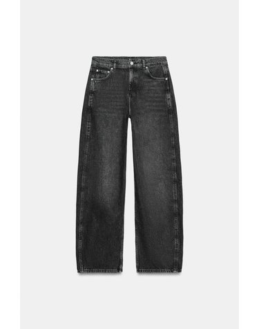 자라 커브드 스트레이트 워싱 청바지 9632/273/800 BLACK