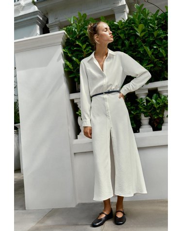 자라 브이넥 롱 셔츠 원피스 8610/957/251 OYSTER-WHITE