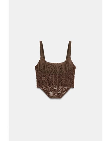 자라 코르셋 스타일 레이스 크롭 탑 4770/810/745 TOFFEE
