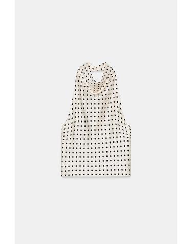 자라 도트 새틴 홀터넥 백오픈 탑 7092/625/064 BLACK / WHITE