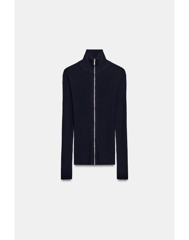 자라 하이넥 집업 골지 니트 가디건 9325/002/401 NAVY BLUE