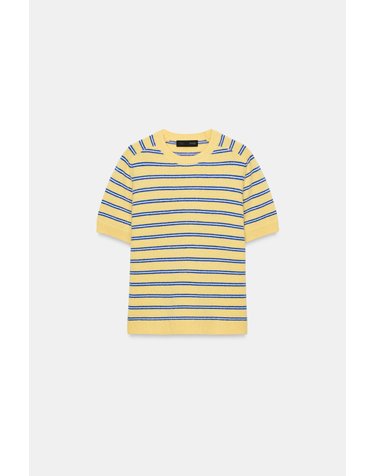 자라 스트라이프 100% 울 반팔 스웨터 2893/100/300 YELLOW