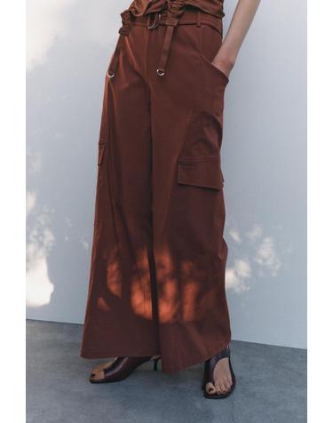 자라 릴렉스핏 벨트 카고 팬츠 1165/210 BROWN