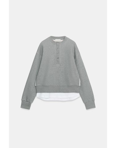 자라 배색 헨리넥 긴팔 맨투맨 0858/722/803 GREY MARL