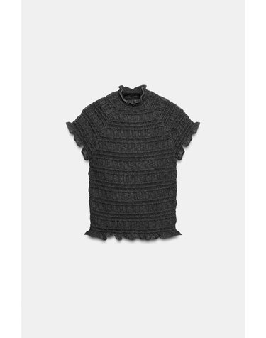 자라 스모킹 하이넥 반팔 니트 탑 4938/112/922 DARK GREY