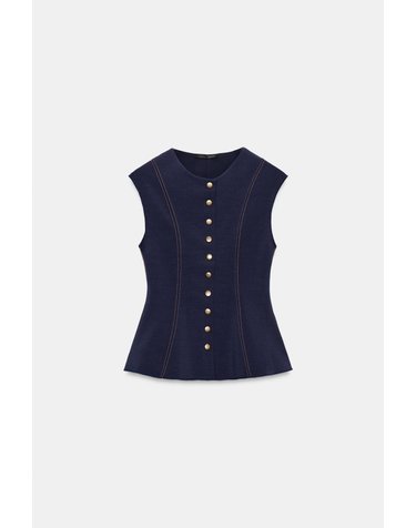 자라 페플럼 스티치 민소매 베스트 5584/652/443 DARK INDIGO