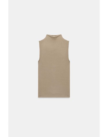 자라 퍼넬넥 민소매 탑 3641/871/737 BROWN / TAUPE
