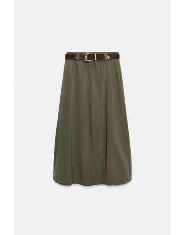 자라 벨트 케이프 미디 스커트 8741/248/507 DARK KHAKI