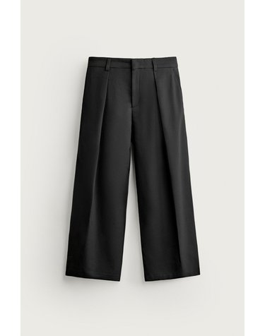 자라 릴렉스핏 플리츠 와이드 팬츠 6861/616/800 BLACK