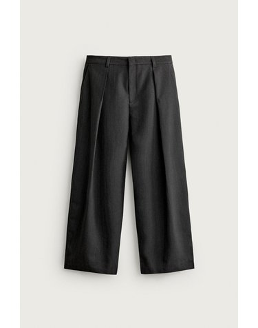 자라 릴렉스핏 플리츠 와이드 팬츠 6861/616/802 GREY