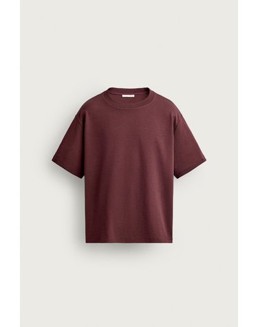 자라 릴렉스핏 컴팩트 골지 반팔 티셔츠 5584/312/686 BURGUNDY