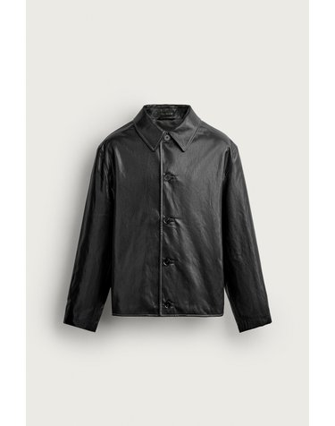 자라 가죽 이펙트 스티치 오버셔츠 5854/855/800 BLACK