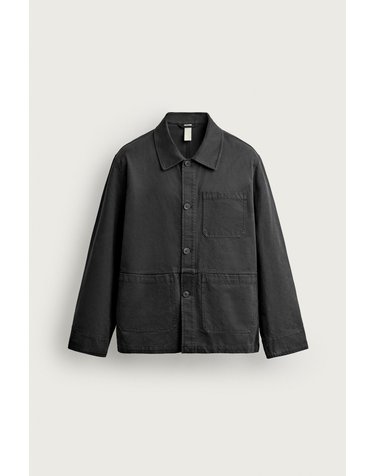 자라 레귤러핏 포켓 코튼 오버셔츠 1437/201/807 ANTHRACITE GREY