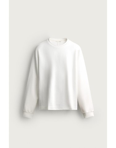 자라 릴렉스핏 라운드넥 긴팔 티셔츠 8054/337/250 WHITE