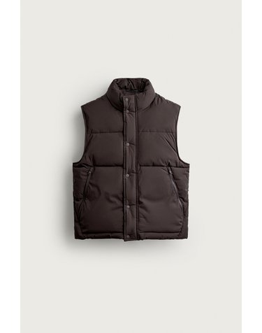 자라 테크니컬 하이넥 패딩 조끼 3411/390/700 BROWN