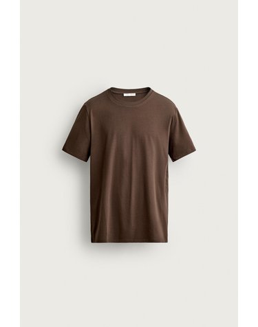 자라 슬림핏 라운드넥 반팔 티셔츠 5584/401/717 CHOCOLATE
