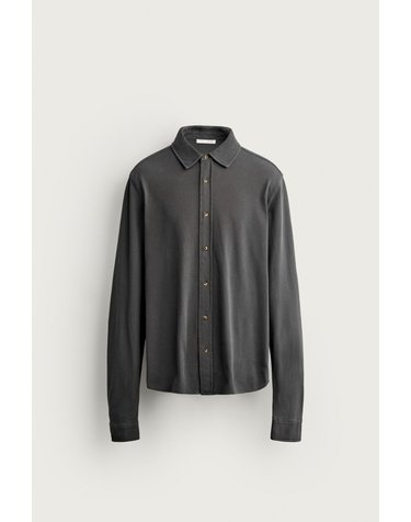 자라 레귤러핏 워시드 피케 긴팔 셔츠 4087/516/807 ANTHRACITE GREY