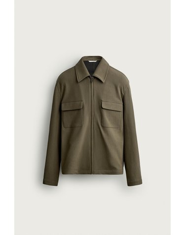 자라 레귤러핏 집업 포켓 오버셔츠 4000/029/505 KHAKI