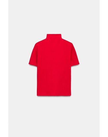 자라 슬림핏 하이넥 백버튼 반팔 티셔츠 5644/747/600 RED