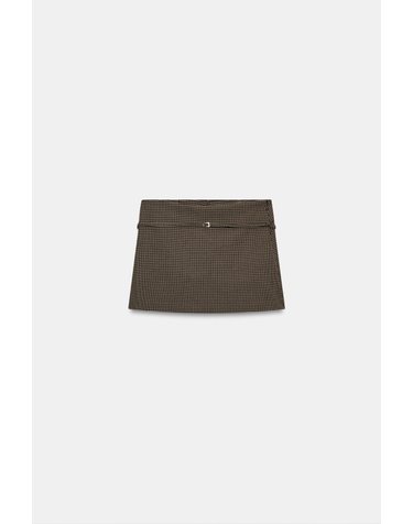자라 체크 벨트 미니 스커트 팬츠 3067/423/716 DARK BROWN