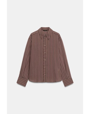 자라 스트라이프 레귤러 긴팔 셔츠 1971/155/087 BROWN / ECRU
