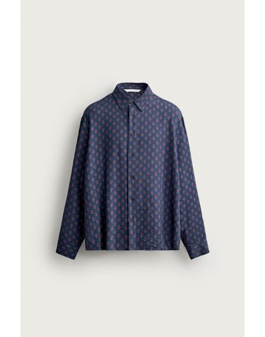 자라 지오메트릭 프린트 긴팔 셔츠 3033/053/422 DARK NAVY