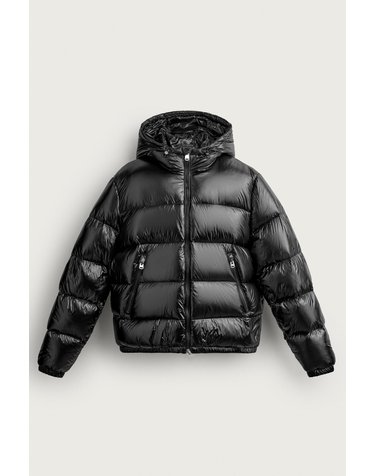 자라 글로시 후드 다운 패딩 자켓 3411/001/800 BLACK