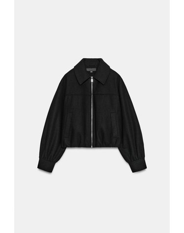 자라 집업 크롭 볼륨 소매 자켓 3046/341/800 BLACK