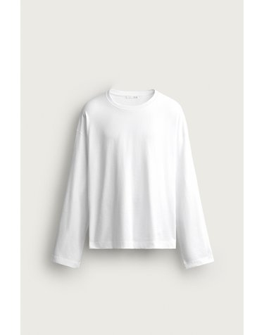 자라 릴렉스핏 라운드넥 긴팔 티셔츠 0761/333/250 WHITE