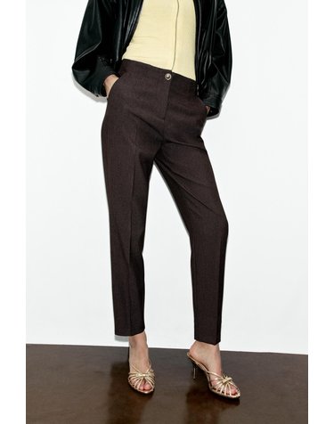 자라 하이라이즈 크롭 슬림핏 팬츠 1608/300/719 BROWN VIGORE