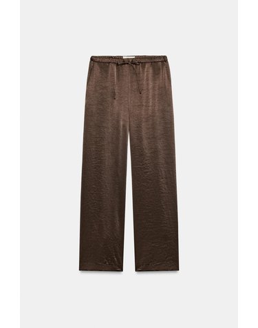 자라 새틴 스트레이트 팬츠 7978/660/700 BROWN