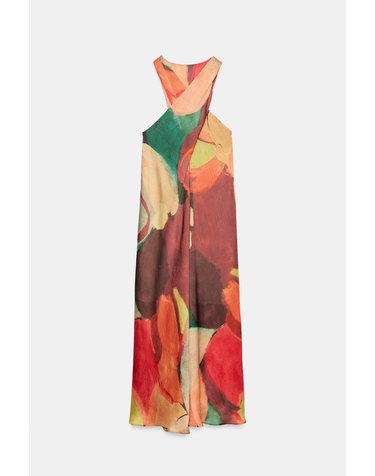 자라 프린트 크로스 홀터넥 롱 원피스 7932/169/330 MULTICOLOURED
