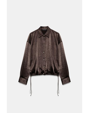 자라 드로스트링 새틴 블라우스 8009/660/700 BROWN