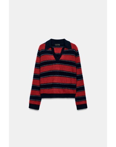 자라 스트라이프 울 폴로 니트 스웨터 9598/118/076 RED/NAVY