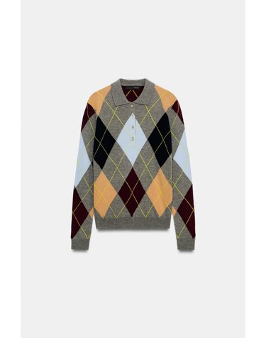 자라 아가일 울 니트 폴로 스웨터 9598/171/330 MULTICOLOURED