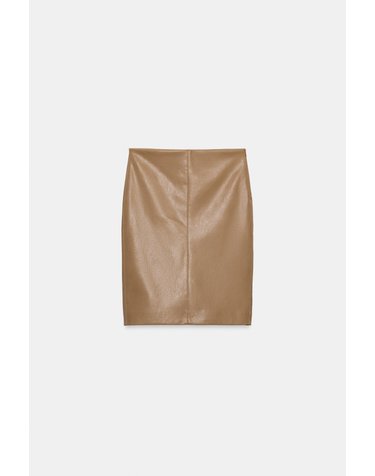 자라 레더 이펙트 미디 스커트 4391/531/730 LIGHT BROWN
