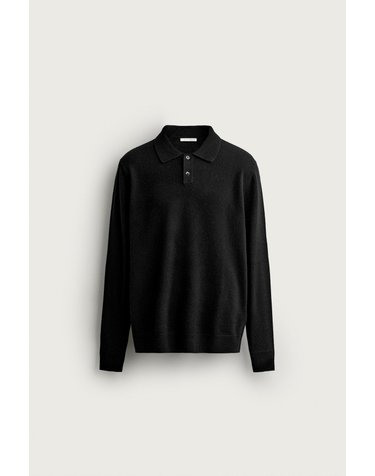 자라 릴렉스핏 울 혼방 니트 폴로셔츠 2893/371/800 BLACK