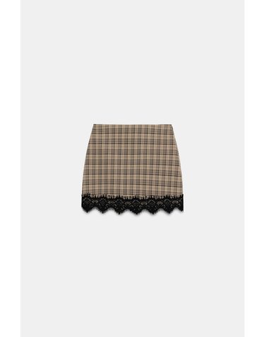 자라 체크 레이스 미니 스커트 팬츠 1165/140/099 BLACK / BROWN