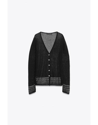 자라 포인텔 브이넥 니트 카디건 2756/104/800 BLACK