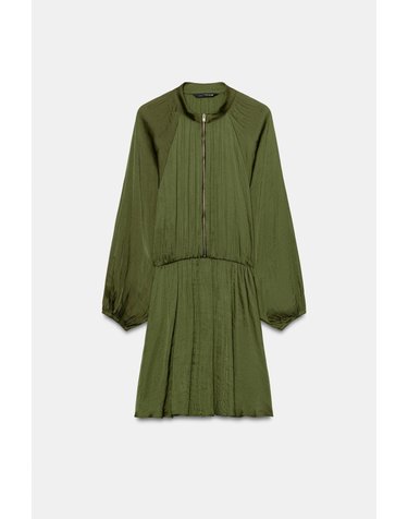 자라 라운드넥 집업 미니 원피스 3897/170/506 LIGHT KHAKI