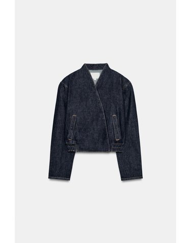 자라 크로스 V넥 데님 봄버 자켓 4470/270/443 DARK INDIGO