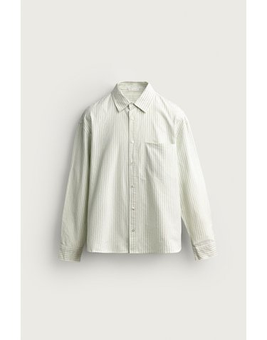 자라 릴렉스핏 스트라이프 옥스포드 셔츠 1195/330/069 ECRU / GREEN