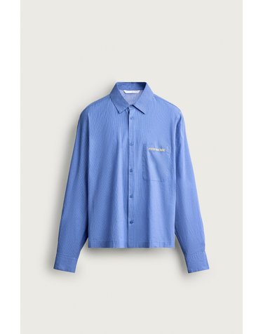 자라 크롭 스트라이프 자수 포켓 셔츠 6085/302/420 BLUISH