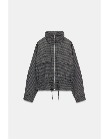 자라 체크 하이넥 퀼팅 자켓 6318/267/084 BLACK / WHITE