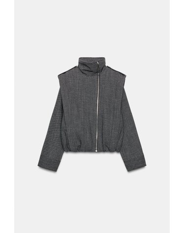 자라 하이넥 지퍼 숄더탭 크롭 자켓 7052/833/922 DARK GREY