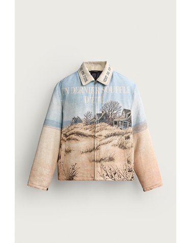 자라 자카드 그래픽 집업 패딩 자켓 3918/406/710 BEIGE