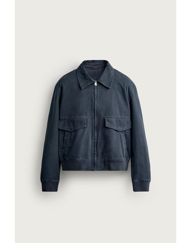 자라 워시드 골지 크롭 자켓 8574/820/401 NAVY BLUE