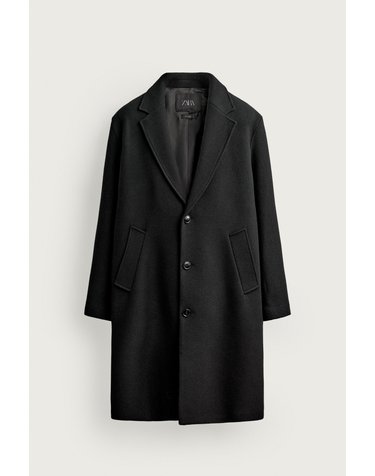 자라 릴렉스핏 울 혼방 롱 코트 8281/615/800 BLACK